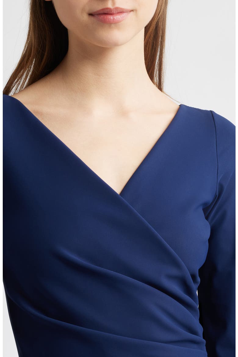 Zalfa Ruched Faux Wrap Dress, Alternate, color, BLUE NOTTE