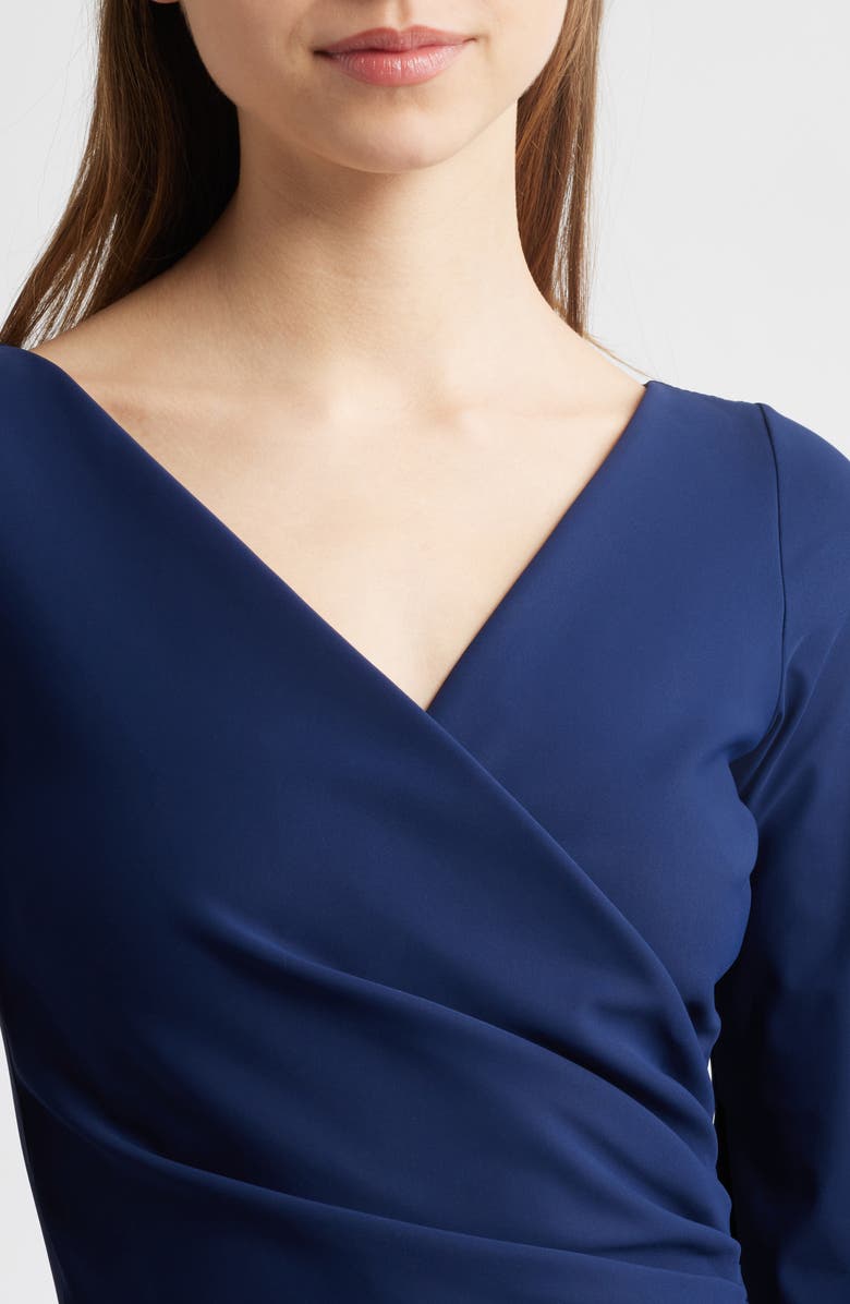 Chiara Boni La Petite Robe Zalfa Ruched Faux Wrap Dress, Alternate, color, Blue Notte