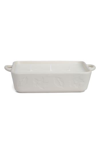 Paddywax Three-wick Soy Blend Ceramic Baking Dish Candle In White