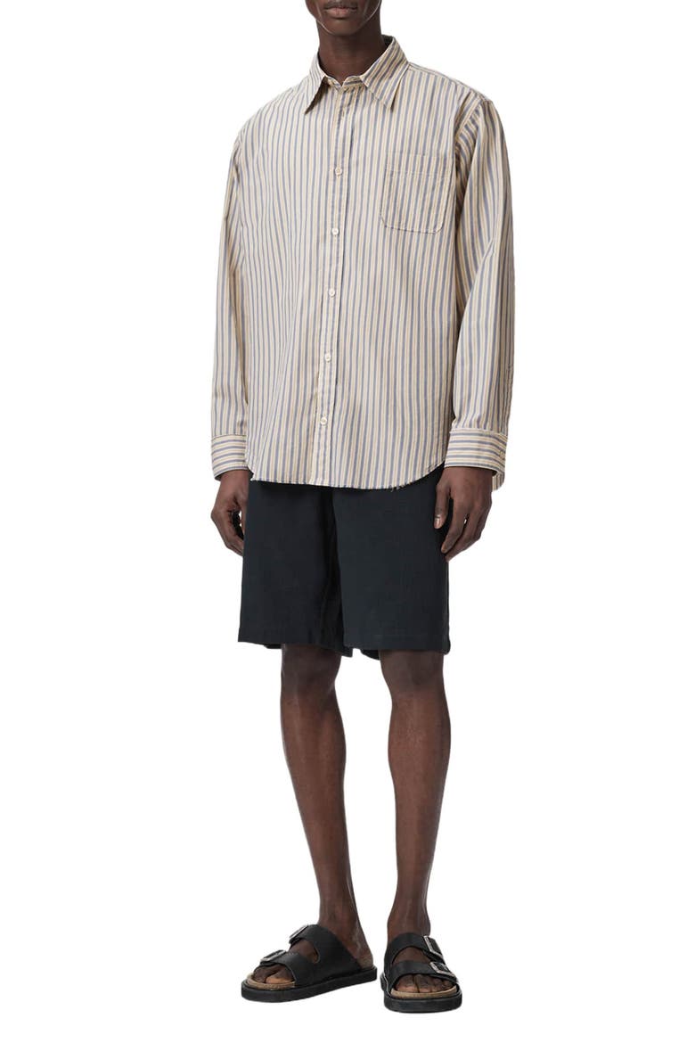 Roma Stripe Button Front Shirt, Alternate, color, SHERBERT YELLOW