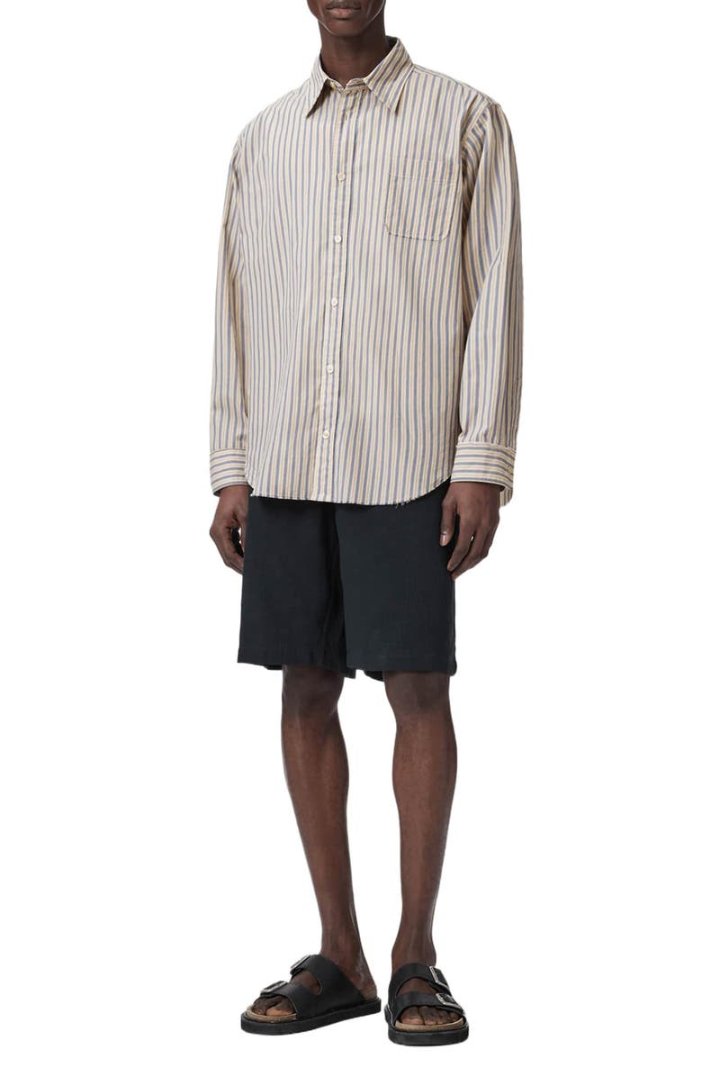 AllSaints Roma Stripe Button Front Shirt, Alternate, color, Sherbert Yellow