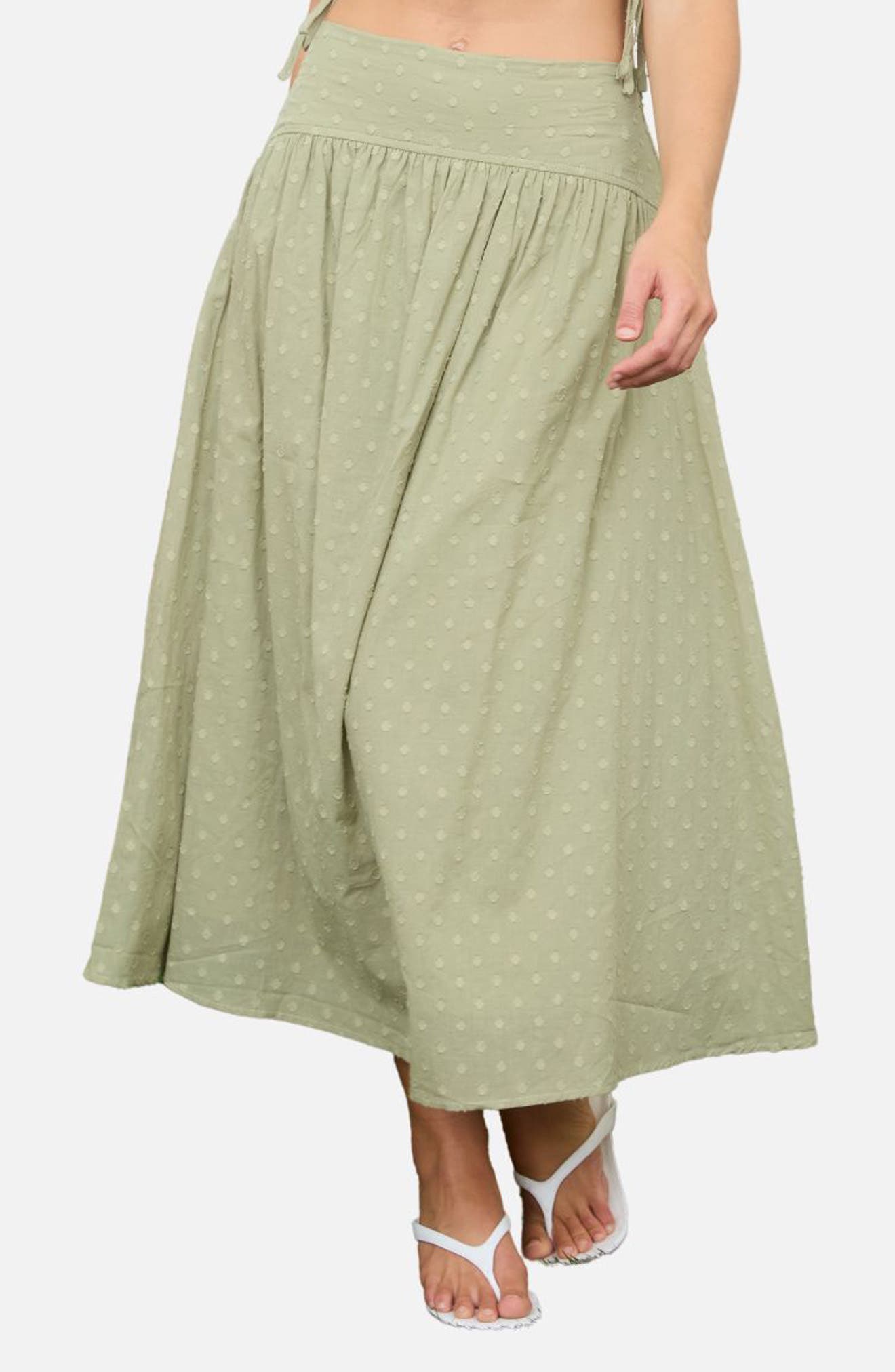 Blu Pepper Swiss Dot Cotton Midi Skirt