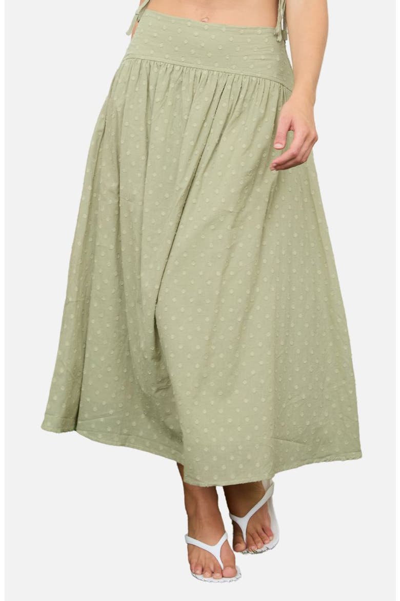 Swiss Dot Cotton Midi Skirt, Main, color, OLIVE