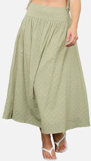 Blu Pepper Swiss Dot Cotton Midi Skirt