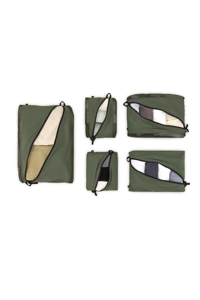 ORDO 5-Piece Travel Packing Organizer Set for Suitcases, Alternate, color, Moss