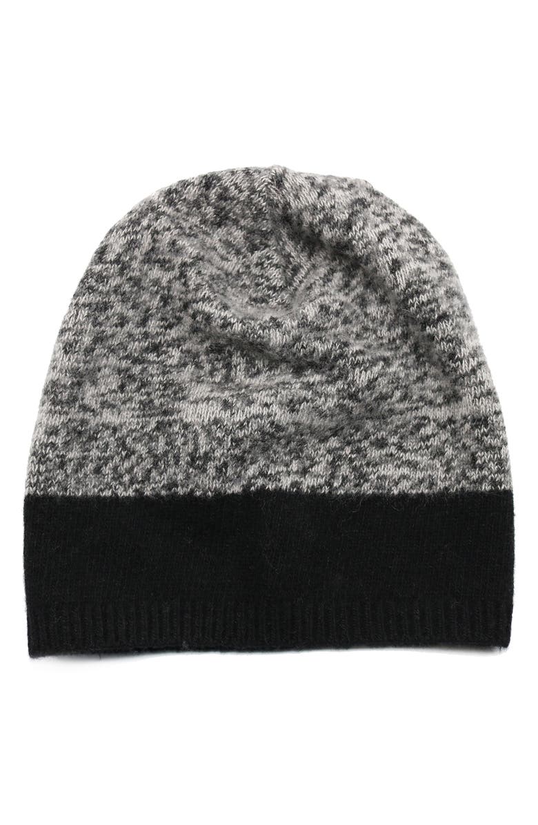 Portolano Melange Cashmere Cuff Beanie, Main, color,  Stone Grey Combo