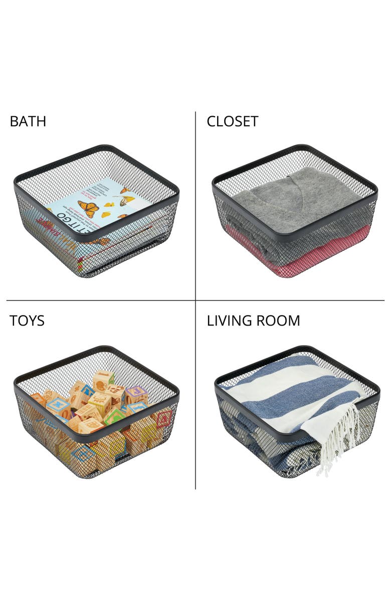 mDesign Metal Mesh Pantry Basket for Kitchen Storage - Set of 4 - Black, Alternate, color, Black