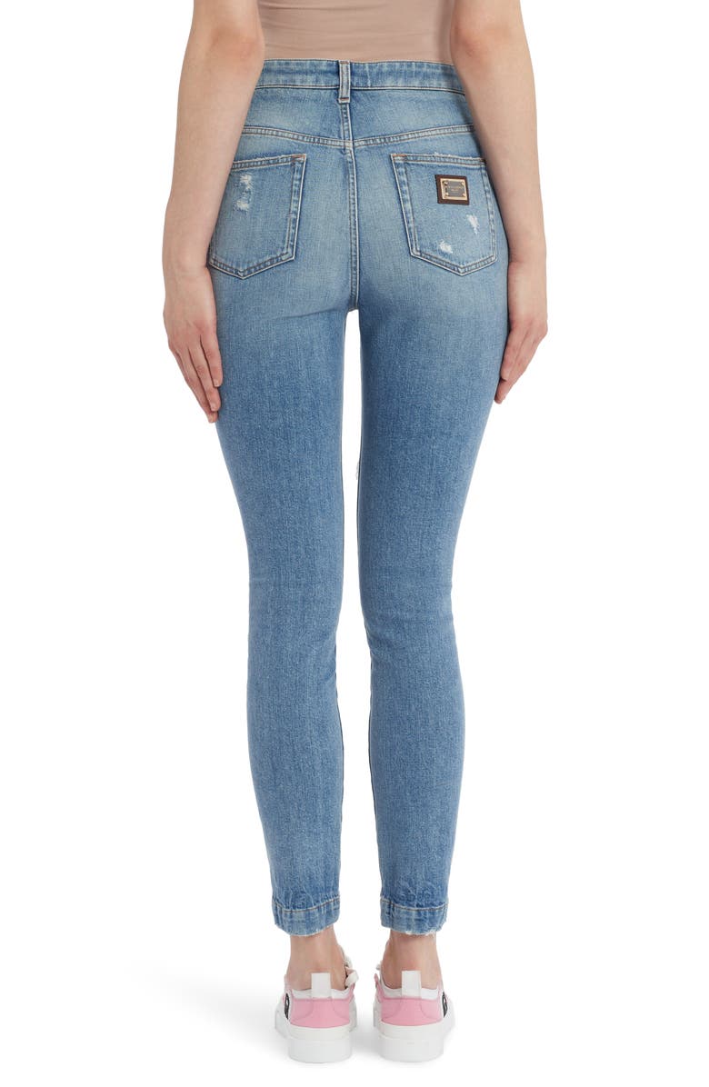Dolce&Gabbana Audrey Ripped Ankle Skinny Jeans, Alternate, color, 