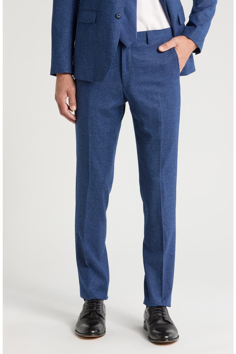 Micro Virgin Wool Blend Pants, Main, color, BLUE