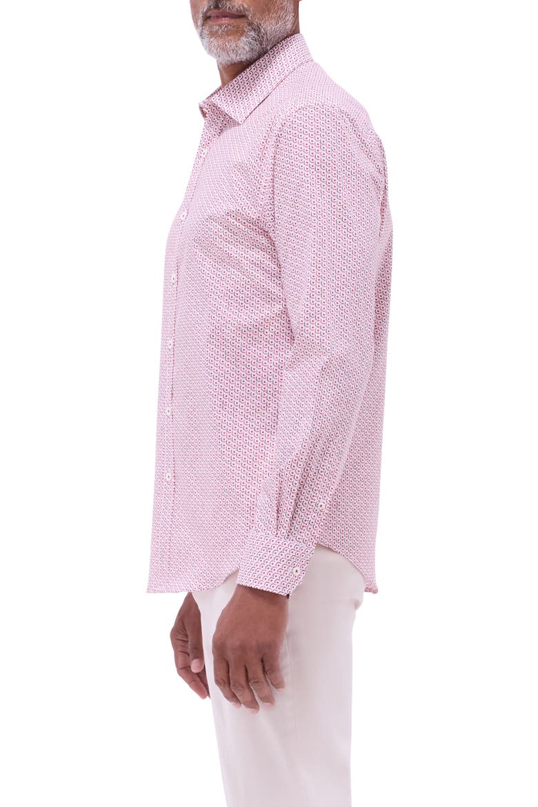 Julian OoohCotton® Abstract Button-Up Shirt, Alternate, color, CHILI