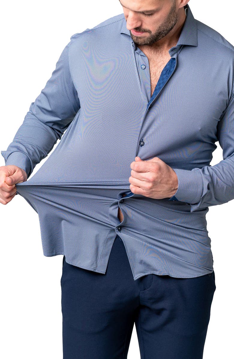 Maceoo Einstein Yoli Blue Stretch Button-Up Shirt, Alternate, color, Blue