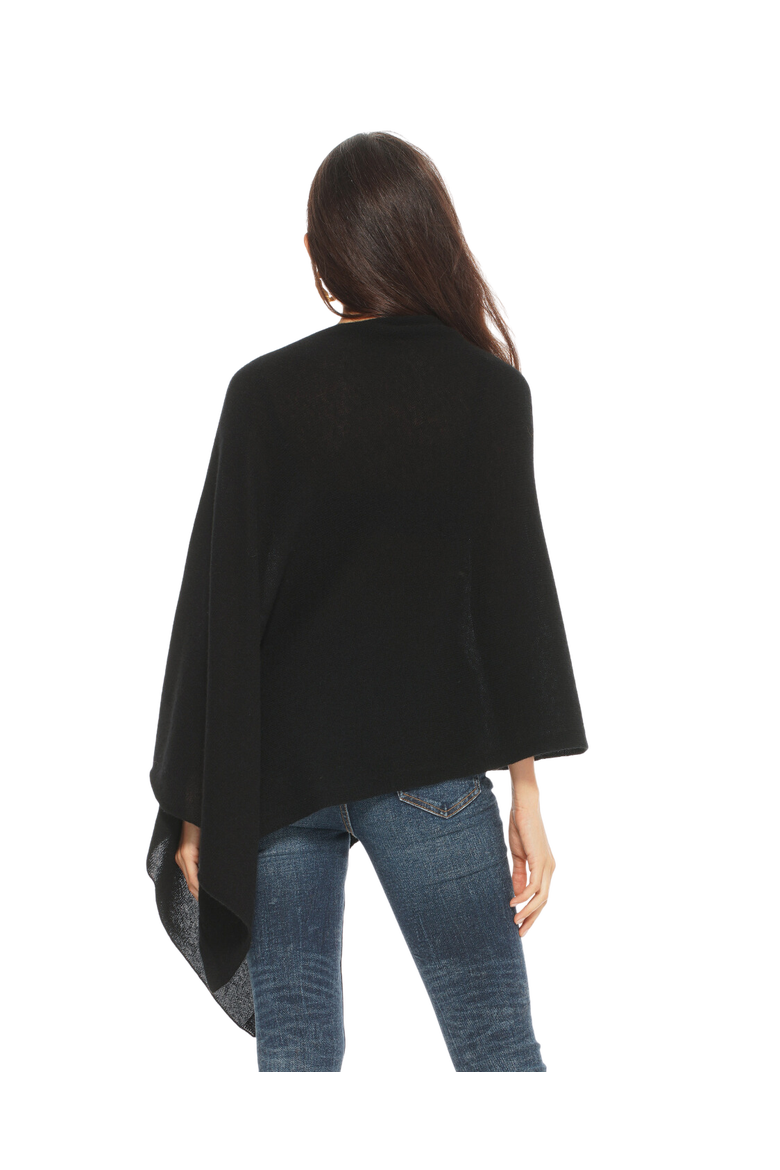 Essential Pure Cashmere Poncho, Alternate, color, Black