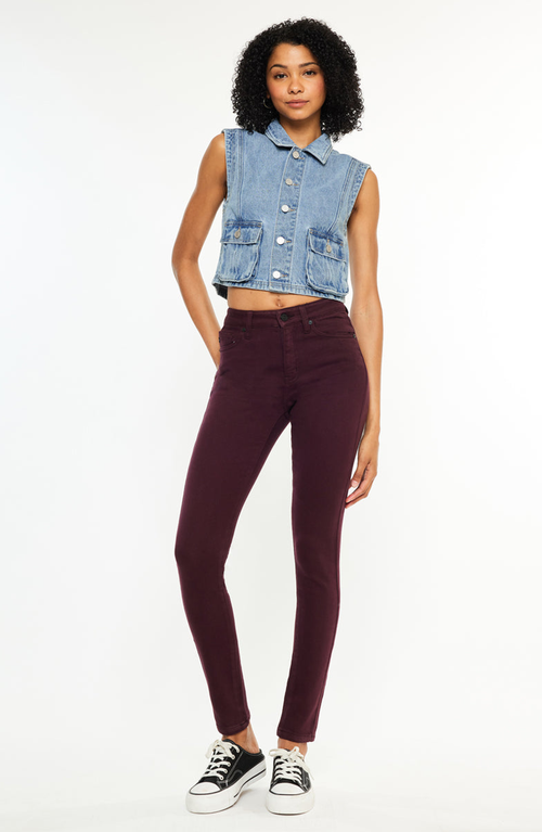 Kancan Gia High Rise Super Skinny Jeans In Burgundy