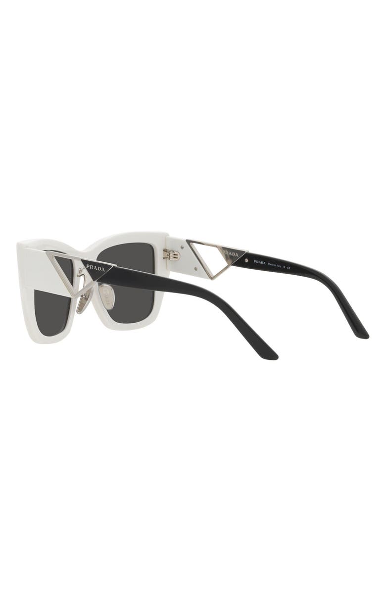 Prada 54mm Geometric Sunglasses, Alternate, color, Bone
