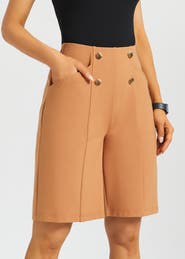 Betabrand Atlantic Wide Leg Bermuda Shorts Stretch Ponte