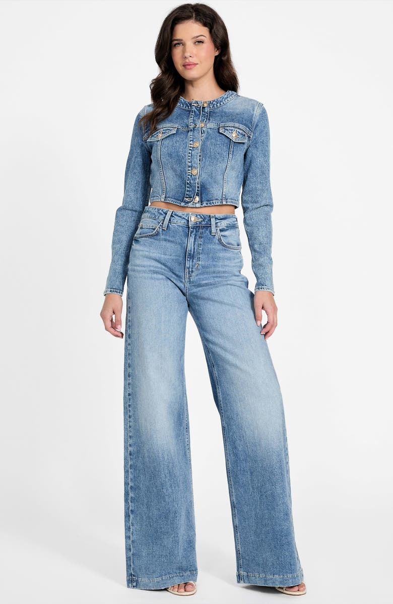 GUESS Gemma Crop Denim Jacket, Alternate, color, 