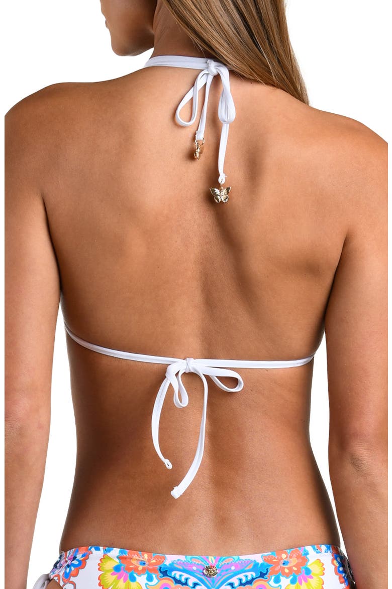 Butterfly High Triangle Bikini Top, Alternate, color, WHITE MULTI