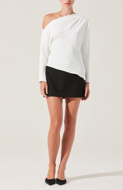 Astr The Label Orlia One-shoulder Woven Top In White