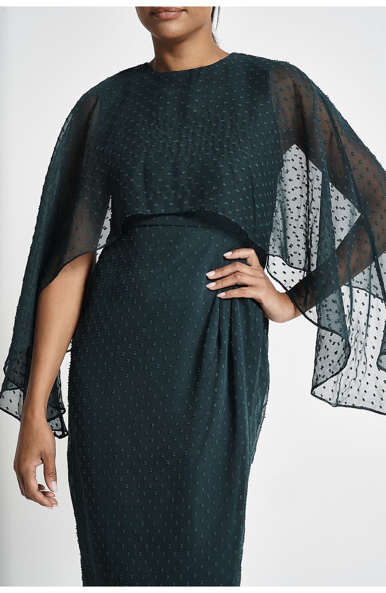 Frock and Frill Cape Sleeve Embellished Midi Gown, Alternate, color,