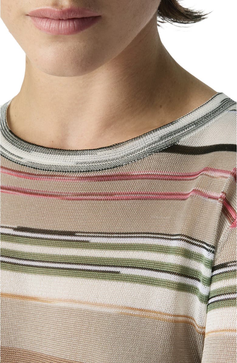 Missoni Striped Flame Viscose Crewneck Sweater, Alternate, color, Green& Brown