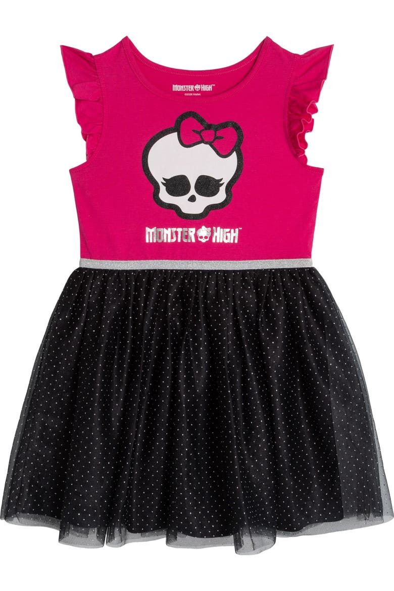 Tutu Dress, Main, color, Fuchsia Skullette