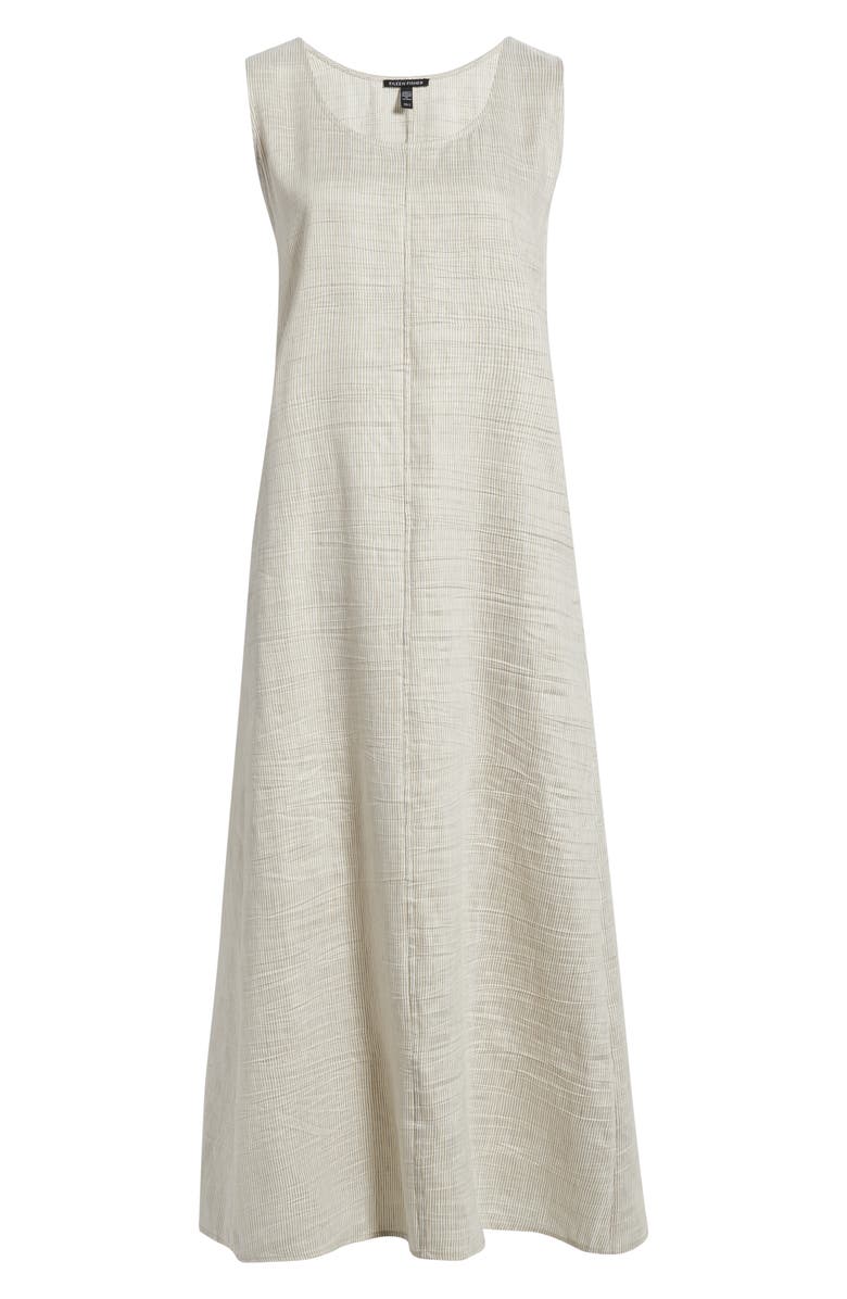 Eileen Fisher Scoop Neck Linen Blend Dress, Main, color, Wheat