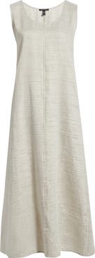 Eileen Fisher Scoop Neck Linen Blend Dress