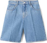 MANGO High Waist Mid Thigh Denim Shorts