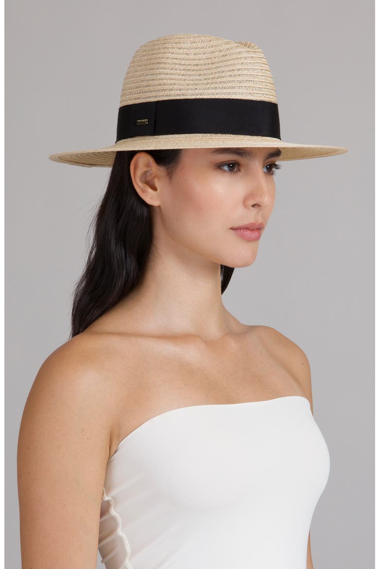 Courtney Packable Straw Fedora, Alternate, color, NATURAL