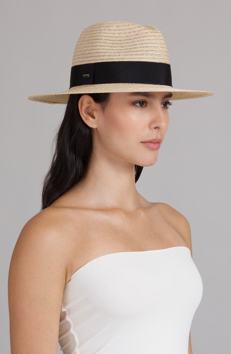 Eugenia Kim Courtney Packable Straw Fedora, Alternate, color, Natural