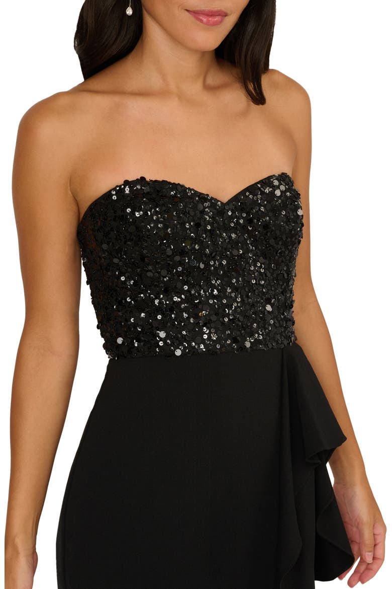 Beaded Bodice Strapless Mermaid Gown, Alternate, color, BLACK