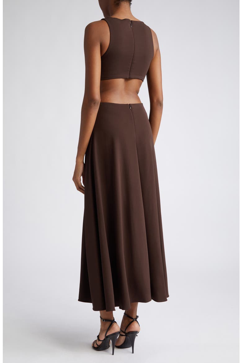 Matte Jersey Cutout Dress, Alternate, color, CHOCOLATE