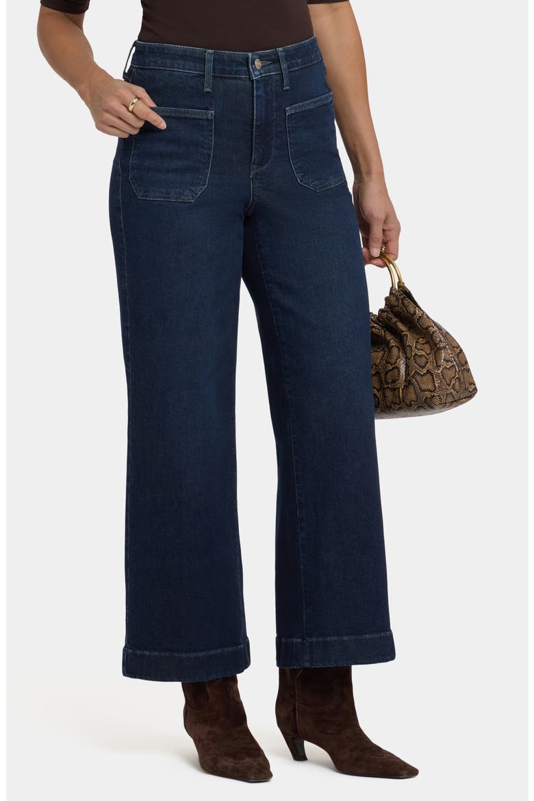 Teresa Patch Pocket High Waist Ankle Wide Leg Jeans, Main, color, BLACKEN BLUE