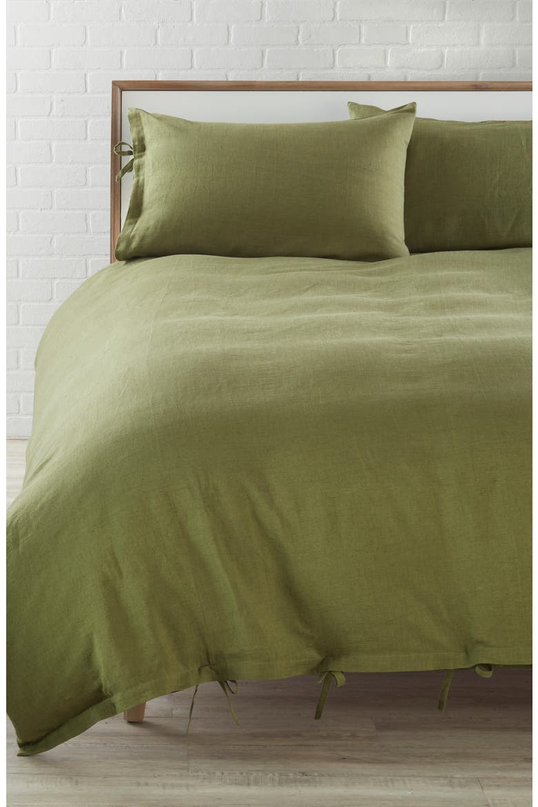 Relaxed Cotton & Linen Duvet Cover, Main, color, OLIVE SPICE