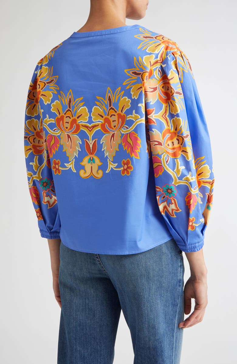 Etro Placed Paisley Cotton Top, Alternate, color, Printed Azure Base