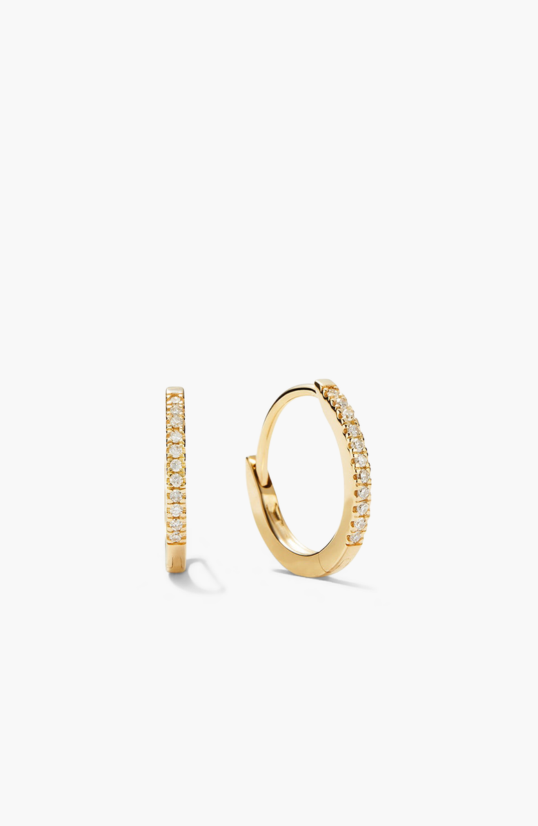 MEJURI Pave Diamond Huggie Hoops, Main, color, Yellow Gold / Diamond