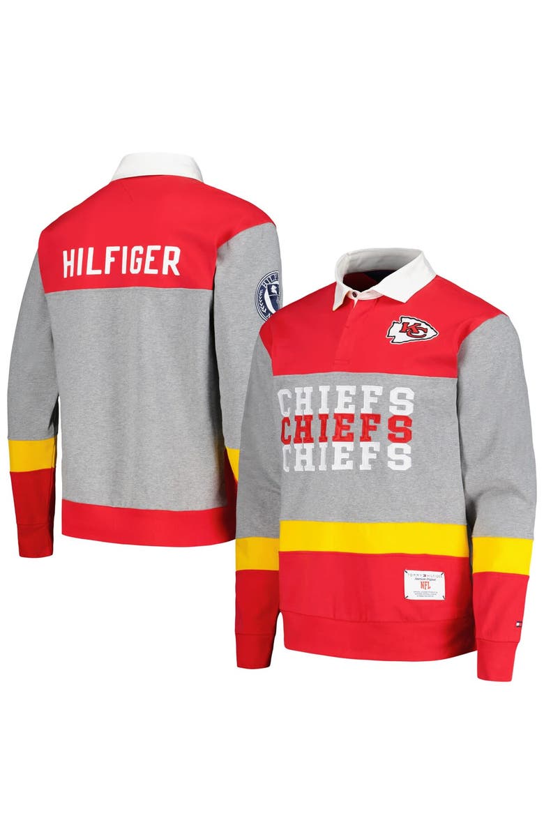 Tommy Hilfiger Men's Tommy Hilfiger Red Kansas City Chiefs Connor Oversized Rugby Long Sleeve Polo, Alternate, color, Red