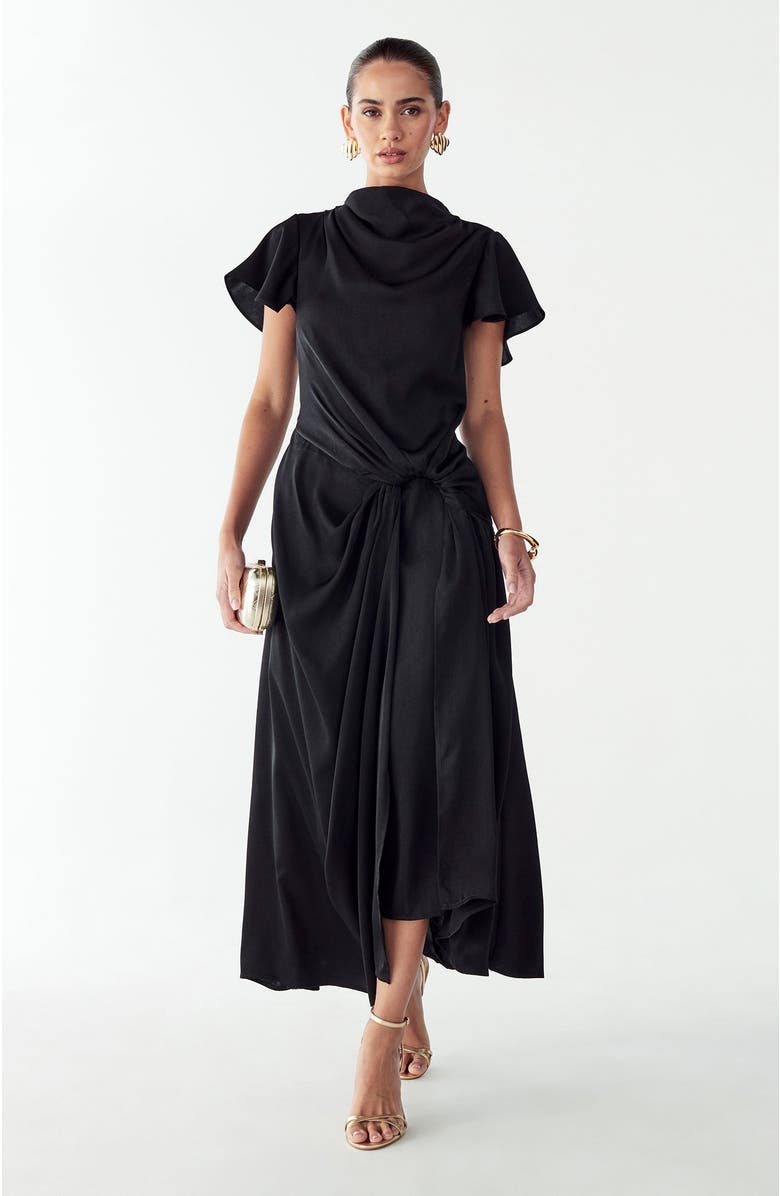 WILLA Lissy Midi Dress, Alternate, color, Black