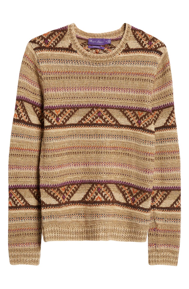 Ralph Lauren Purple Label Geometric Stripe Linen & Silk Sweater, Alternate, color,