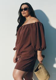 ELOQUII Off The Shoulder Puff Sleeve Top