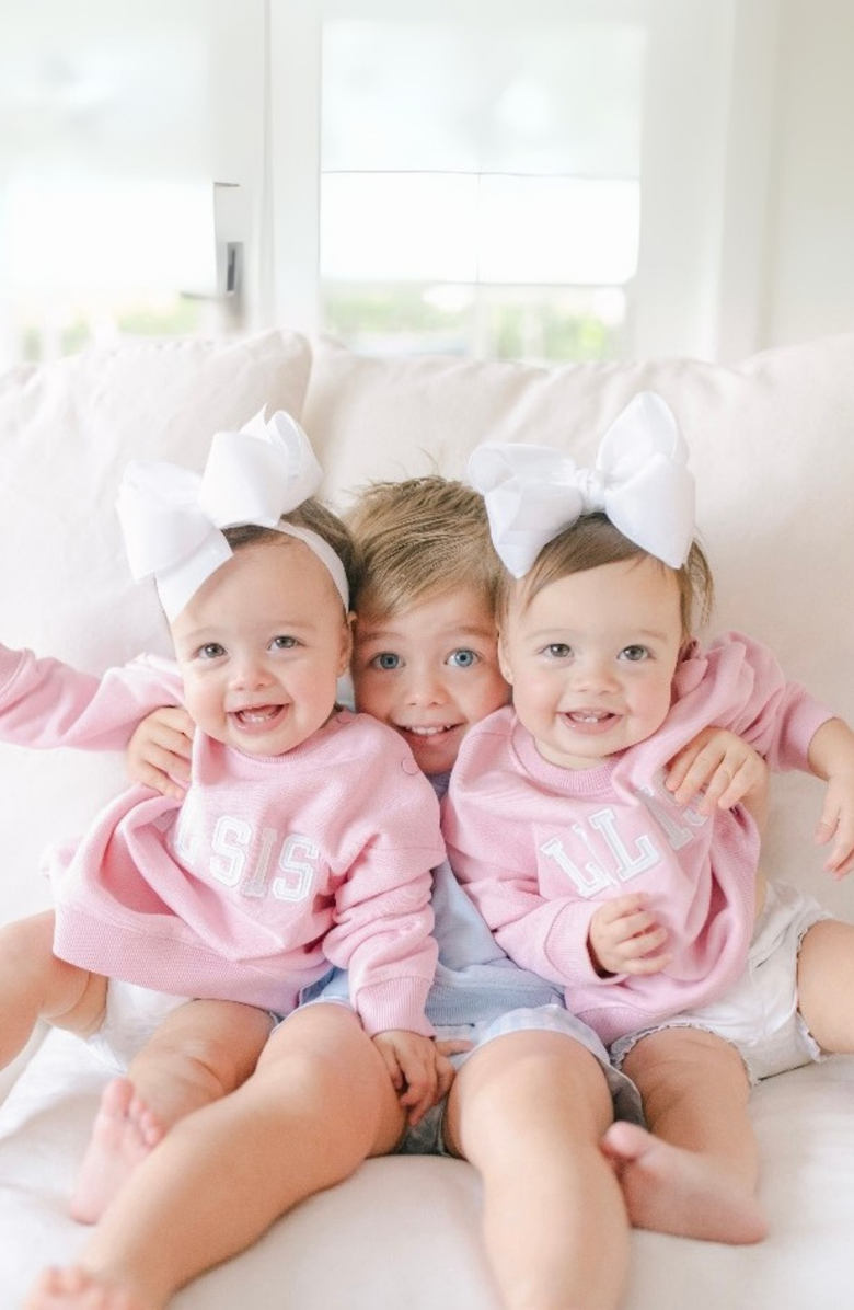 Bits & Bows Lil Sis Sweatshirt, Alternate, color, Pink/White