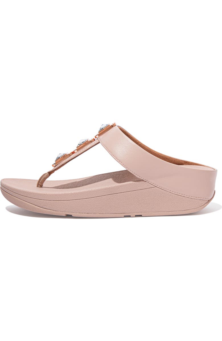 FitFlop Fino Crystal Wedge Flip Flop Sandal, Alternate, color, Beige