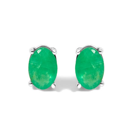 Sterling Silver 5x3mm Natural Oval Gemstone Solitaire Stud Earrings