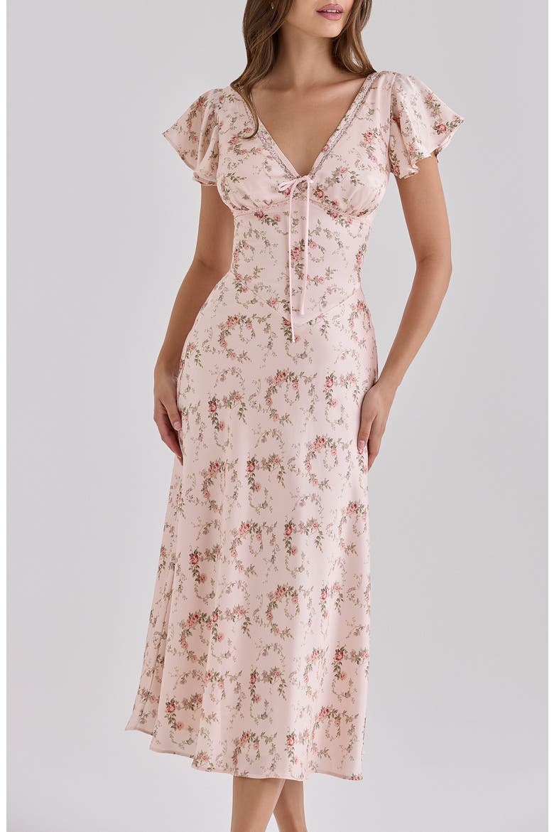 Raye Satin Midi Dress, Alternate, color, PINK VINTAGE ROSE FLORAL PRINT