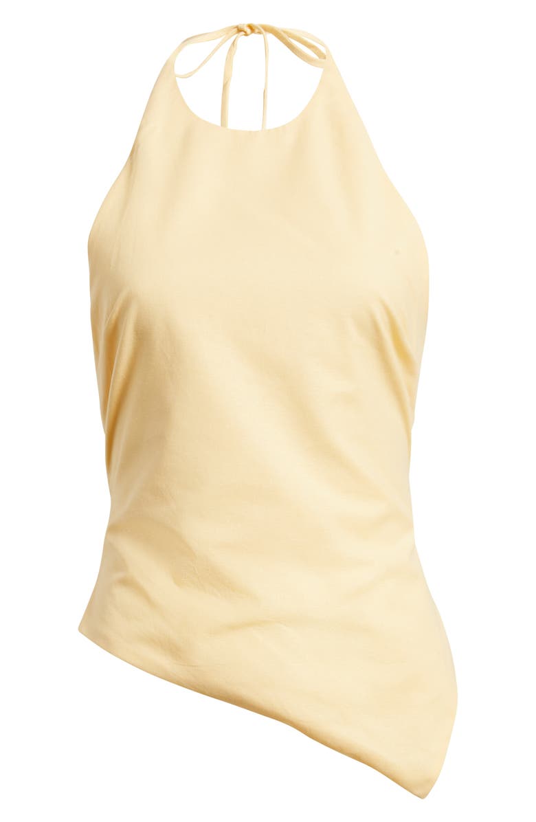 Petal & Pup Ilyana Asymmetric Cotton & Linen Halter Top, Main, color, Yellow