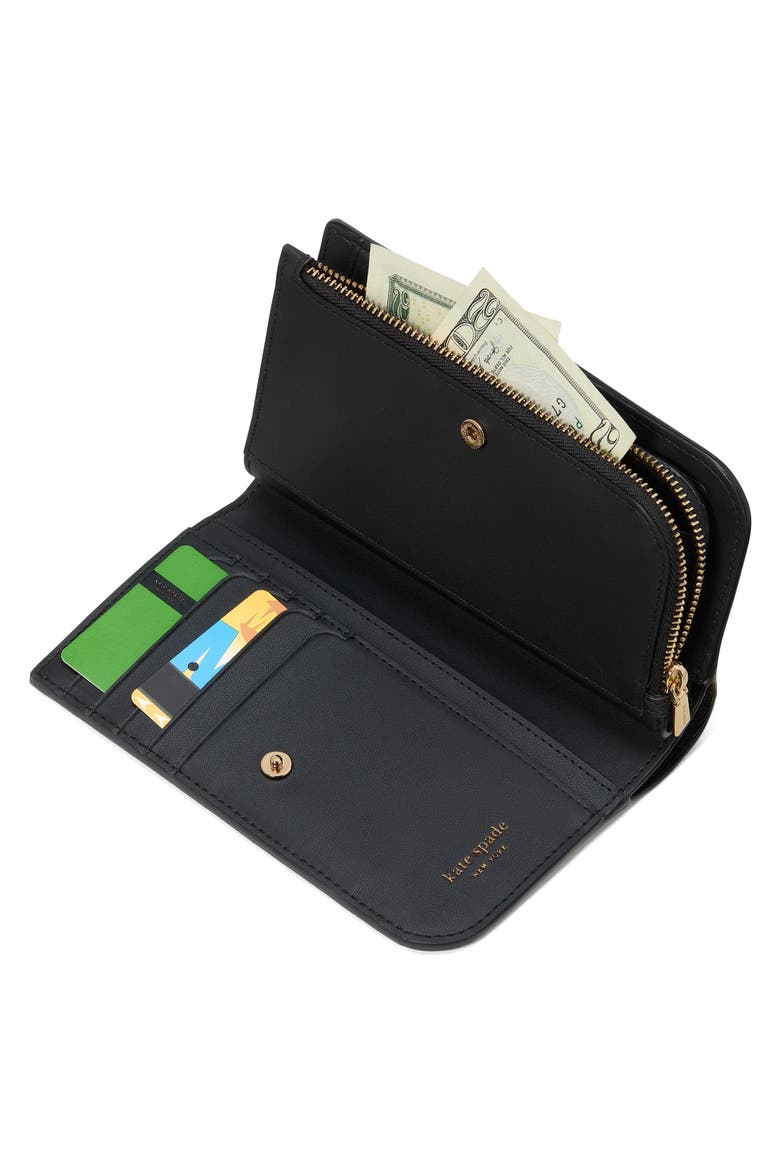 medium devin saffiano leather zip wallet, Alternate, color, BLACK