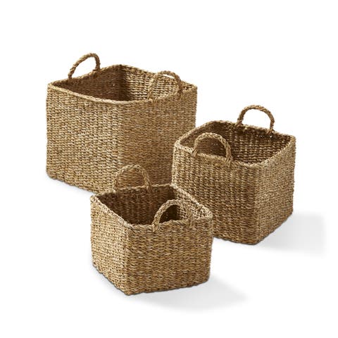 Natural Seagrass Square Decorative Basket for Everyday Use