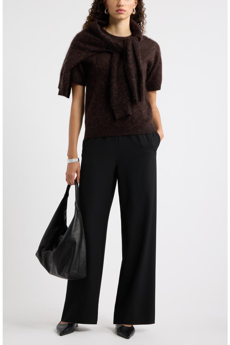 Wool Blend Pull On Wide Leg Pants, Alternate, color, BLACK