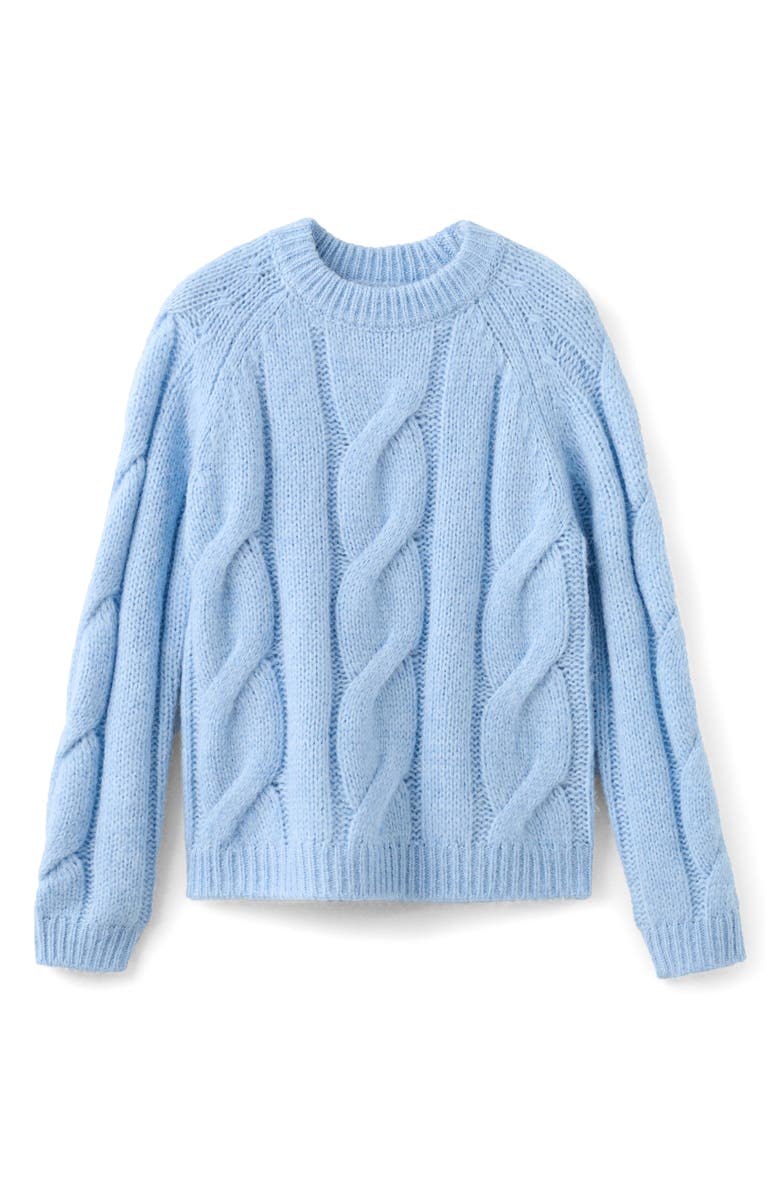 MANGO Cable Crewneck Sweater, Main, color, Sky Blue