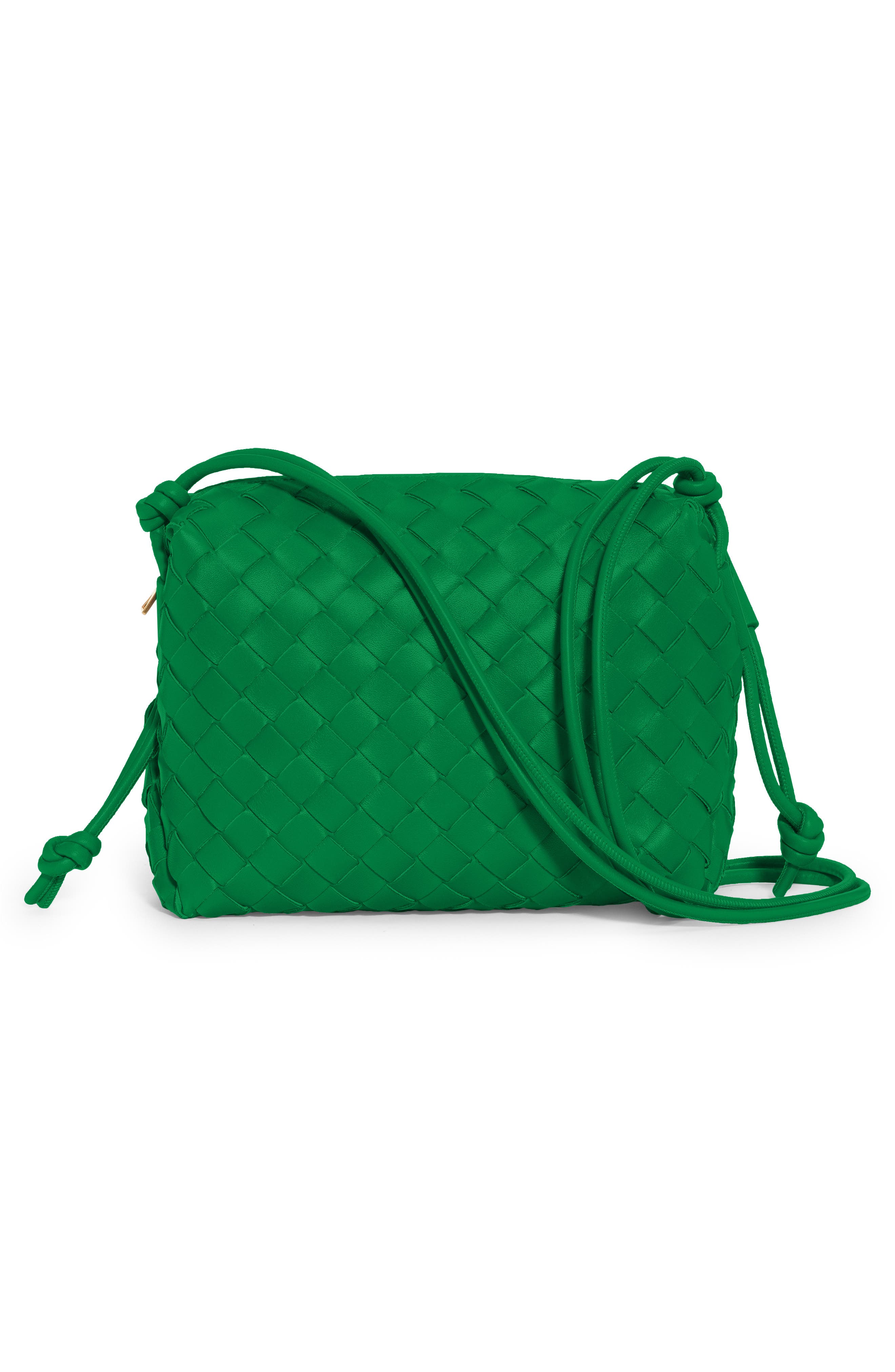 Small Intrecciato Leather Shoulder Bag, Alternate, color, PARAKEET-GOLD